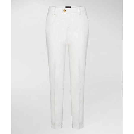 Peuterey Pantalone Gambardine Di Cotone Stretch Donna Bianco Prezzo 150,00