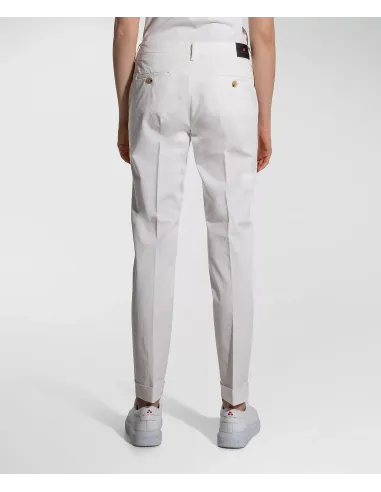 Peuterey _ _ Pantalone Gambardine Di Cotone Stretch Donna Bianco Prezzo 150,00
