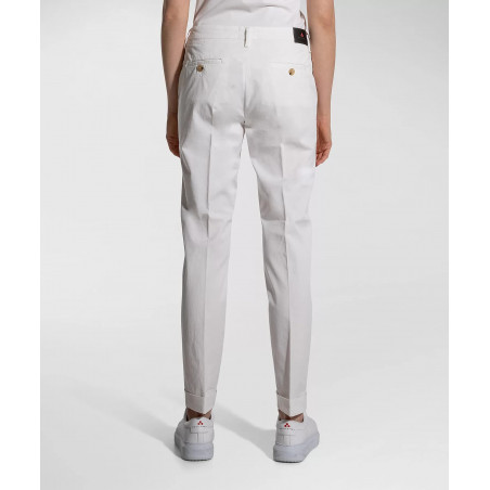 Peuterey Pantalone Gambardine Di Cotone Stretch Donna Bianco Prezzo 150,00