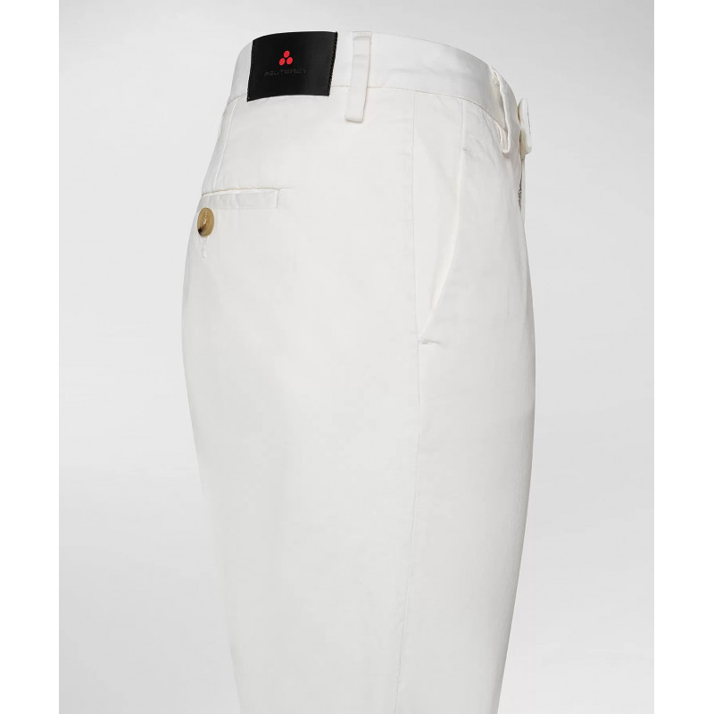 Peuterey Pantalone Gambardine Di Cotone Stretch Donna Bianco Prezzo 150,00