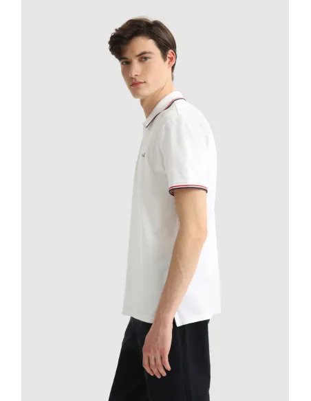 Woolrich Polo Uomo Piqué Di Cotone Stretch Bianco Prezzo 85,00