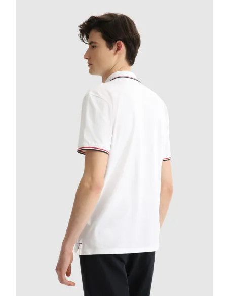 Woolrich Polo Uomo Piqué Di Cotone Stretch Bianco Prezzo 85,00