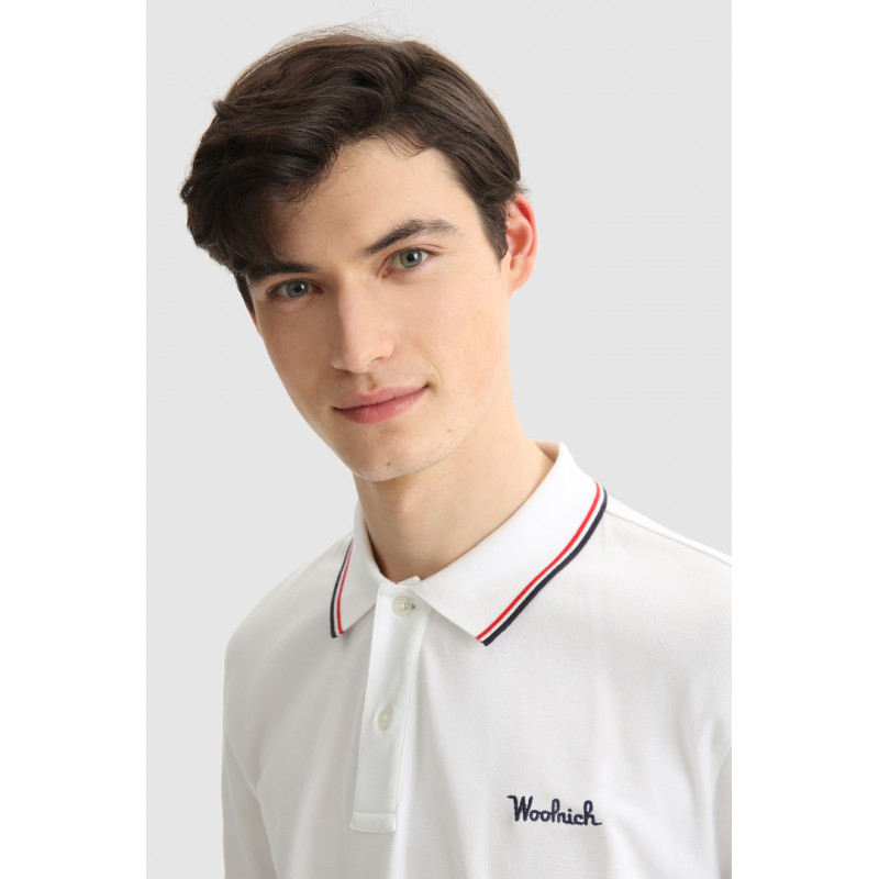 Woolrich Polo Uomo Piqué Di Cotone Stretch Bianco Prezzo 85,00