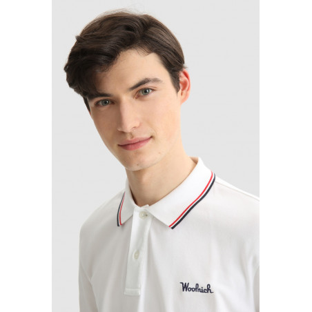 Woolrich Polo Uomo Piqué Di Cotone Stretch Bianco Prezzo 85,00