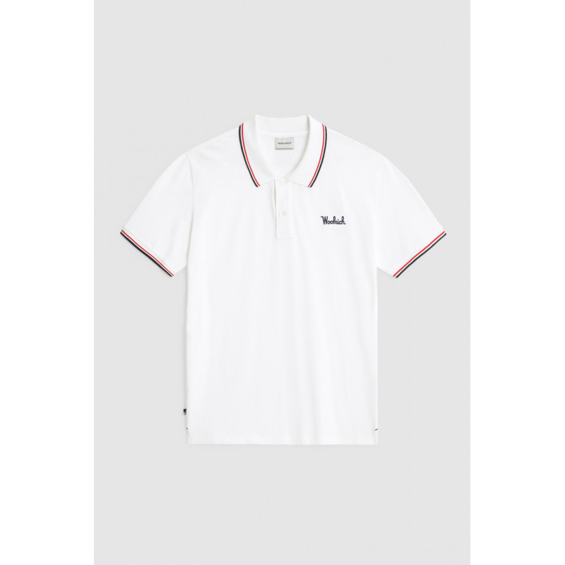 Woolrich Polo Uomo Piqué Di Cotone Stretch Bianco Prezzo 85,00