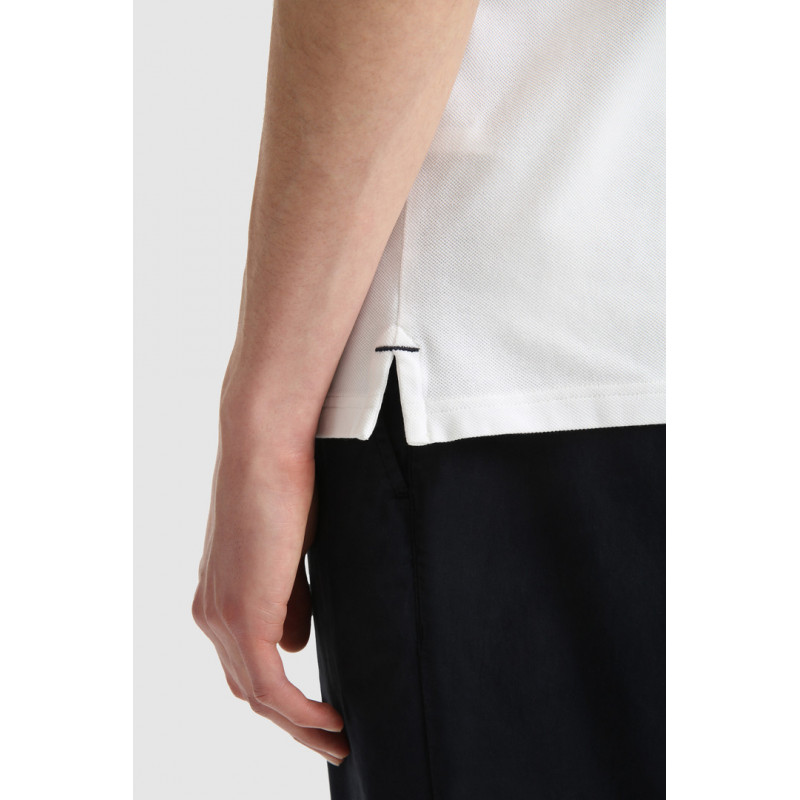 Woolrich Polo Uomo Piqué Di Cotone Stretch Bianco Prezzo 85,00