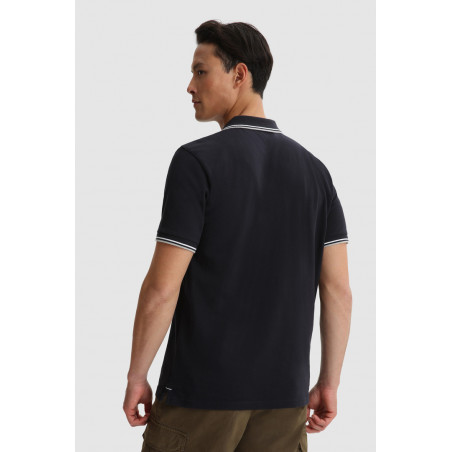 Woolrich Polo Uomo Piqué Di Cotone Stretch Blu Scuro Prezzo 85,00