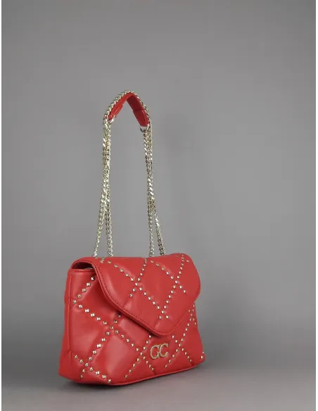 Gio Cellini /// Borsa Piccola Donna Ecopelle Trapuntata Rosso Borchie Prezzo 110,00