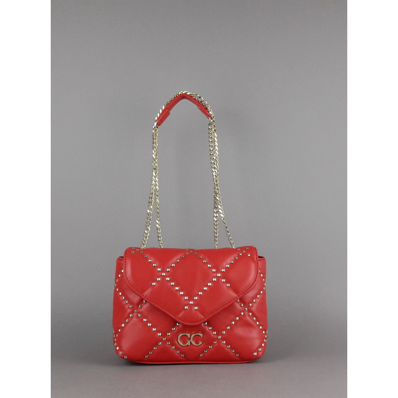 Gio Cellini /// Borsa Piccola Donna Ecopelle Trapuntata Rosso Borchie Prezzo 110,00