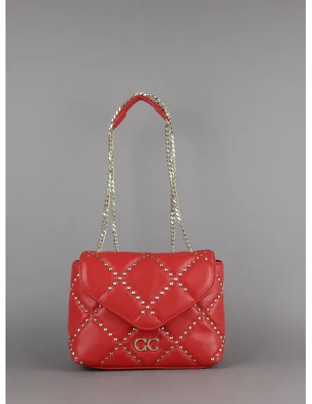 Gio Cellini /// Borsa Piccola Donna Ecopelle Trapuntata Rosso Borchie Prezzo 110,00
