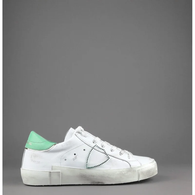 Philippe Model --- Sneakers Donna Paris x Pelle Bianco Spoiler verde Prezzo 330,00