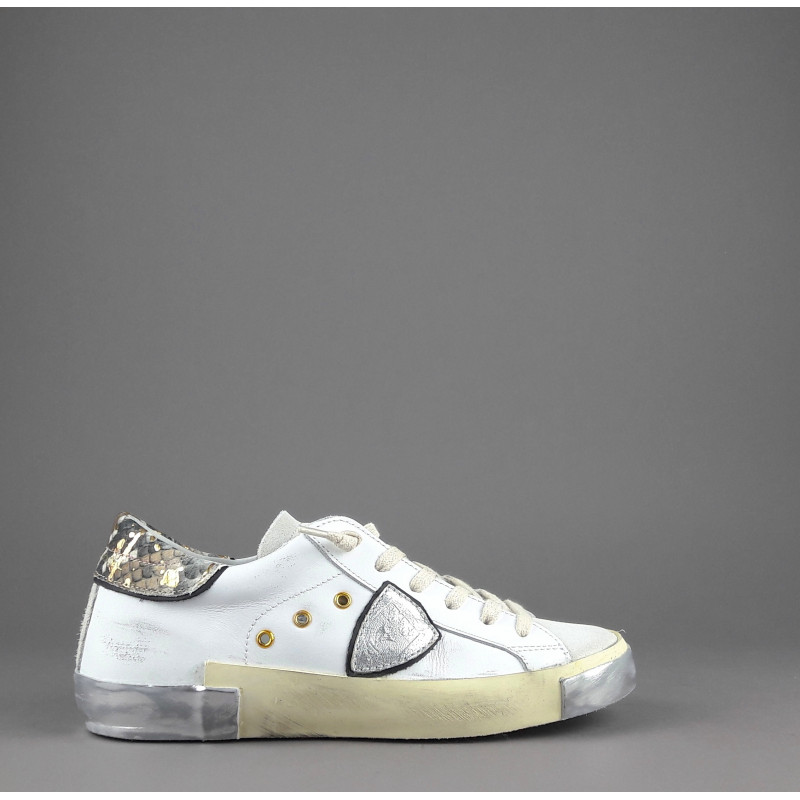 Philippe Model - - Sa Sneakers Donna Paris x Pelle Bianco Spoiler Pitone Prezzo 330,00