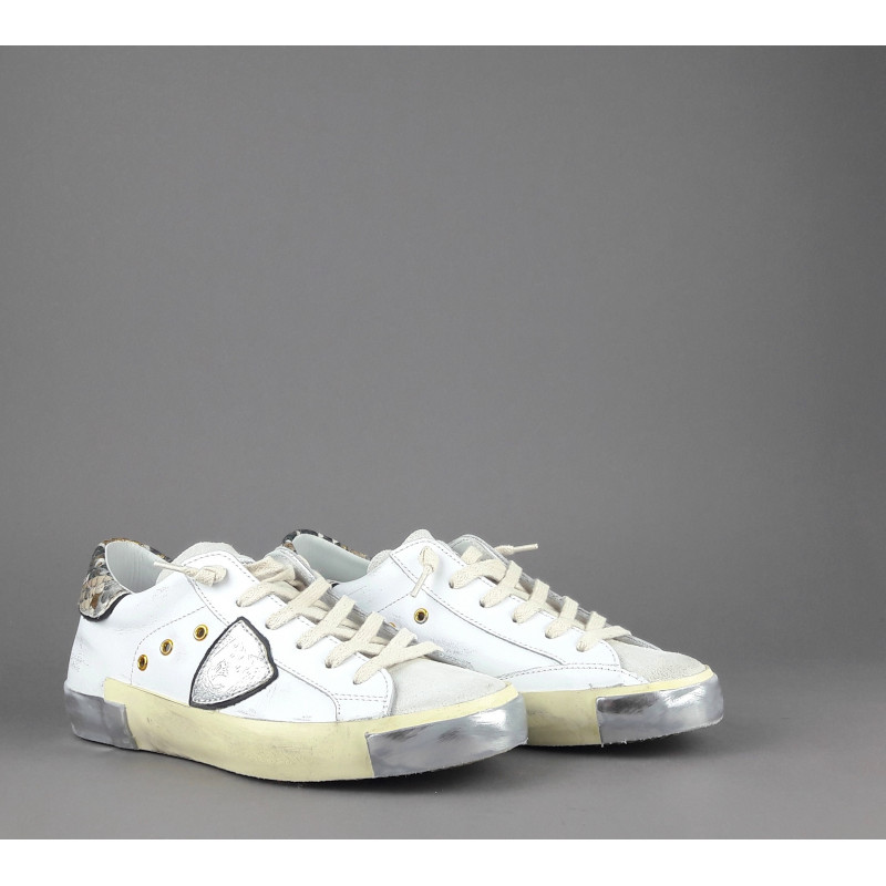 Philippe Model --- Sneakers Donna Paris x Pelle Bianco Spoiler Pitone Prezzo 330,00
