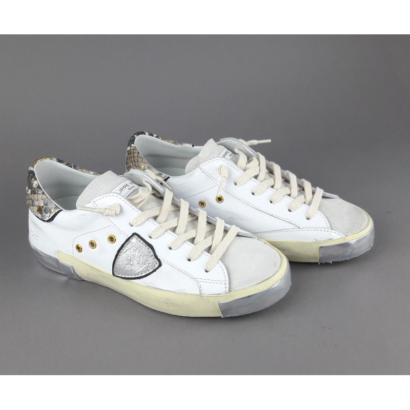 Philippe Model --- Sneakers Donna Paris x Pelle Bianco Spoiler Pitone Prezzo 330,00
