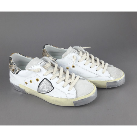 Philippe Model --- Sneakers Donna Paris x Pelle Bianco Spoiler Pitone Prezzo 330,00