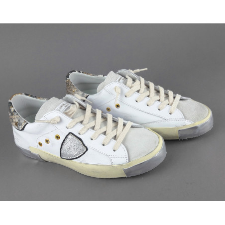 Philippe Model --- Sneakers Donna Paris x Pelle Bianco Spoiler Pitone Prezzo 330,00