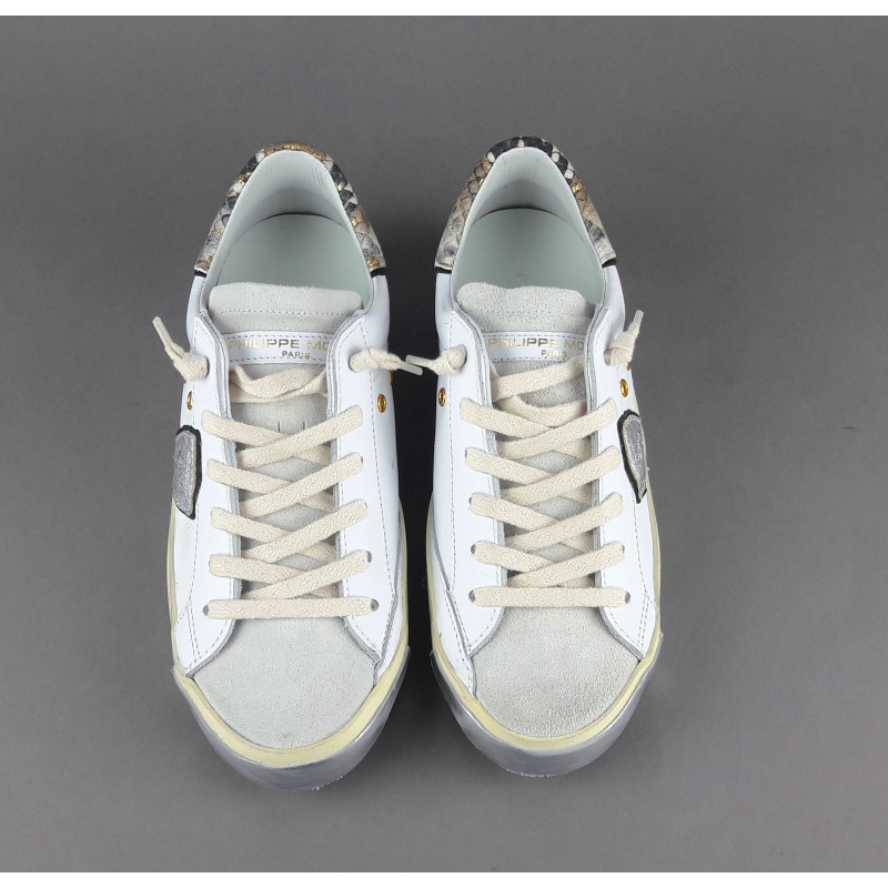 Philippe Model --- Sneakers Donna Paris x Pelle Bianco Spoiler Pitone Prezzo 330,00