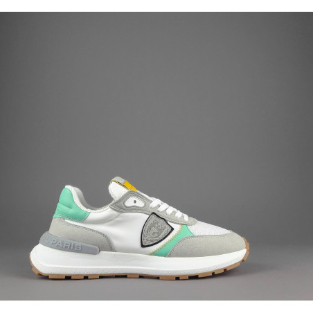 Philippe Model --- Sneakers Donna Mondial Camoscio Tela Grigio Chiaro Verde Prezzo 240,00