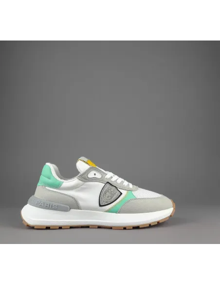 Philippe Model --- Sneakers Donna Mondial Camoscio Tela Grigio Chiaro Verde Prezzo 240,00