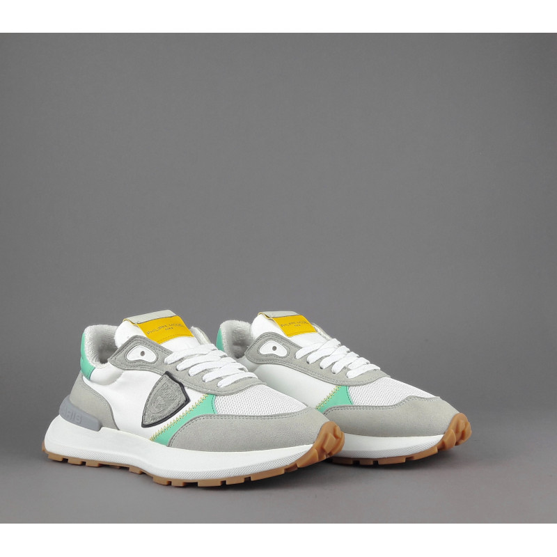 Philippe Model --- Sneakers Donna Mondial Camoscio Tela Grigio Chiaro Verde Prezzo 240,00