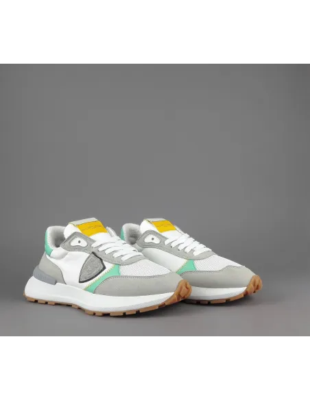 Philippe Model --- Sneakers Donna Mondial Camoscio Tela Grigio Chiaro Verde Prezzo 240,00