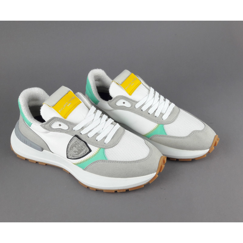 Philippe Model --- Sneakers Donna Mondial Camoscio Tela Grigio Chiaro Verde Prezzo 240,00