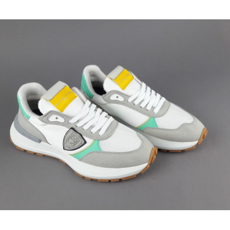 Philippe Model --- Sneakers Donna Mondial Camoscio Tela Grigio Chiaro Verde Prezzo 240,00