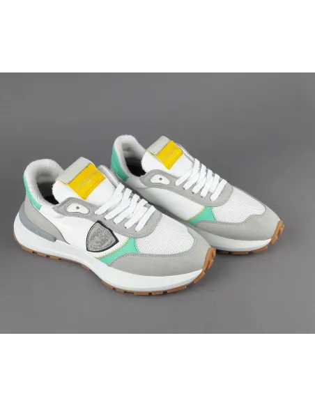 Philippe Model --- Sneakers Donna Mondial Camoscio Tela Grigio Chiaro Verde Prezzo 240,00