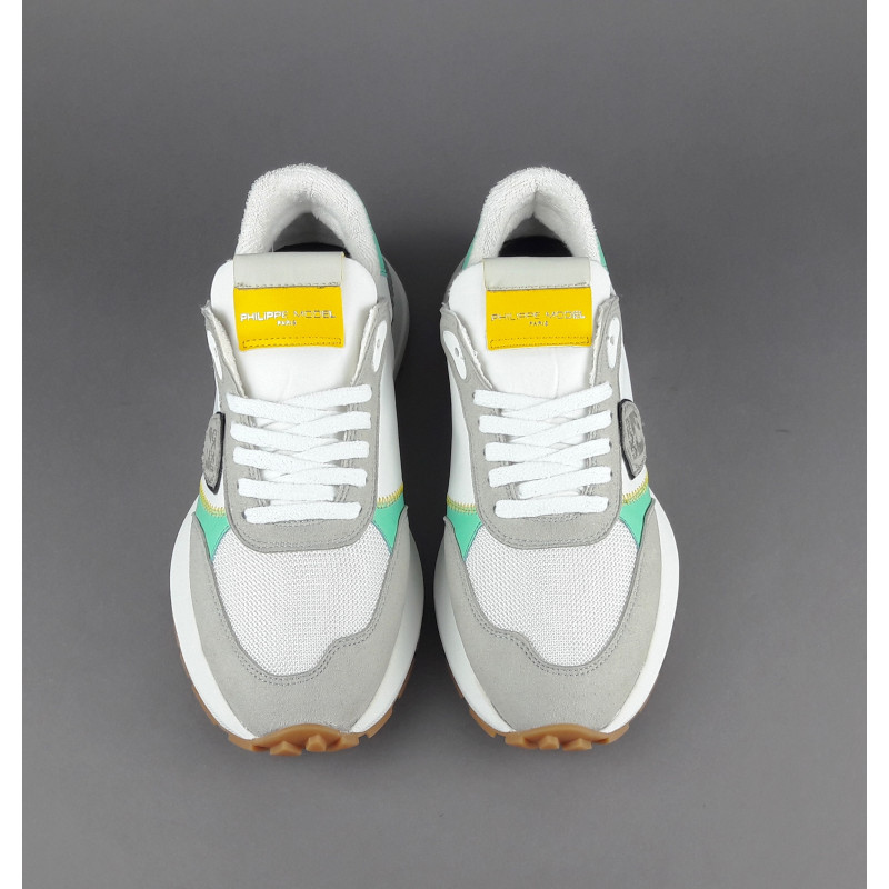 Philippe Model --- Sneakers Donna Mondial Camoscio Tela Grigio Chiaro Verde Prezzo 240,00