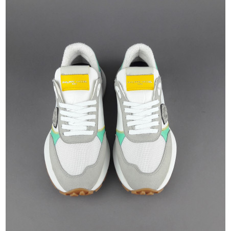 Philippe Model --- Sneakers Donna Mondial Camoscio Tela Grigio Chiaro Verde Prezzo 240,00
