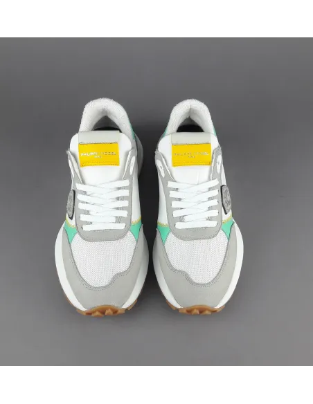Philippe Model --- Sneakers Donna Mondial Camoscio Tela Grigio Chiaro Verde Prezzo 240,00