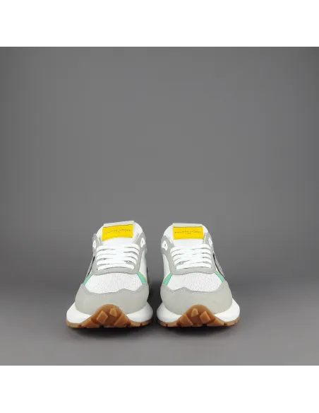 Philippe Model --- Sneakers Donna Mondial Camoscio Tela Grigio Chiaro Verde Prezzo 240,00