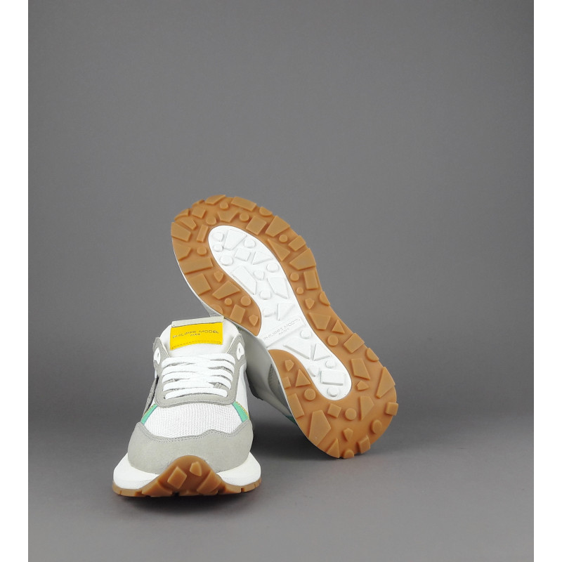 Philippe Model --- Sneakers Donna Mondial Camoscio Tela Grigio Chiaro Verde Prezzo 240,00