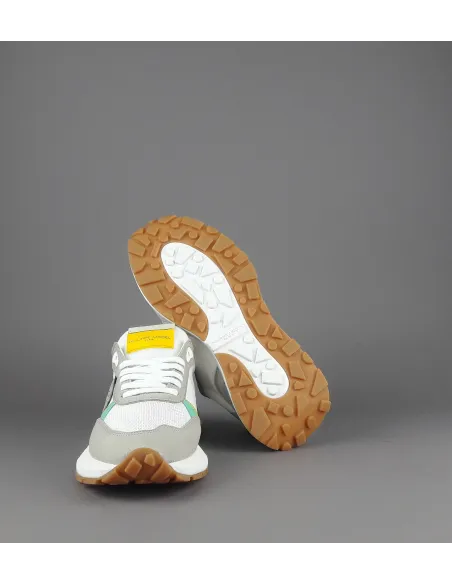 Philippe Model --- Sneakers Donna Mondial Camoscio Tela Grigio Chiaro Verde Prezzo 240,00