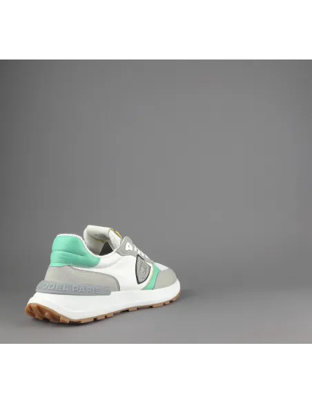 Philippe Model --- Sneakers Donna Mondial Camoscio Tela Grigio Chiaro Verde Prezzo 240,00