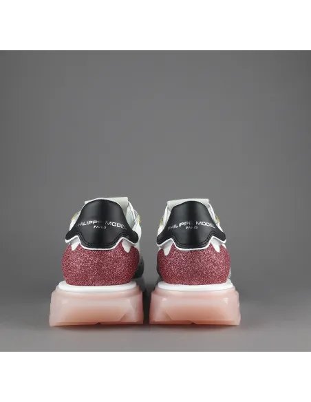 Philippe Model --- Sneakers Donna La Rue Glitter E Tela Bianco Argento Oro Rosa Antico Prezzo 370,00