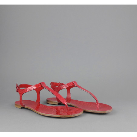 Casadei Sandalo Infradito Donna Pelle Metal Stampa Pitone Rosso Prezzo 260,00