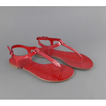 Casadei Sandalo Infradito Donna Pelle Metal Stampa Pitone Rosso Prezzo 260,00