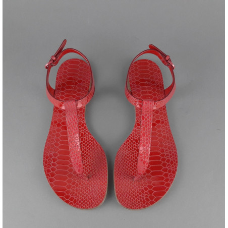 Casadei Sandalo Infradito Donna Pelle Metal Stampa Pitone Rosso Prezzo 260,00