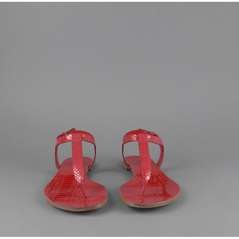 Casadei Sandalo Infradito Donna Pelle Metal Stampa Pitone Rosso Prezzo 260,00