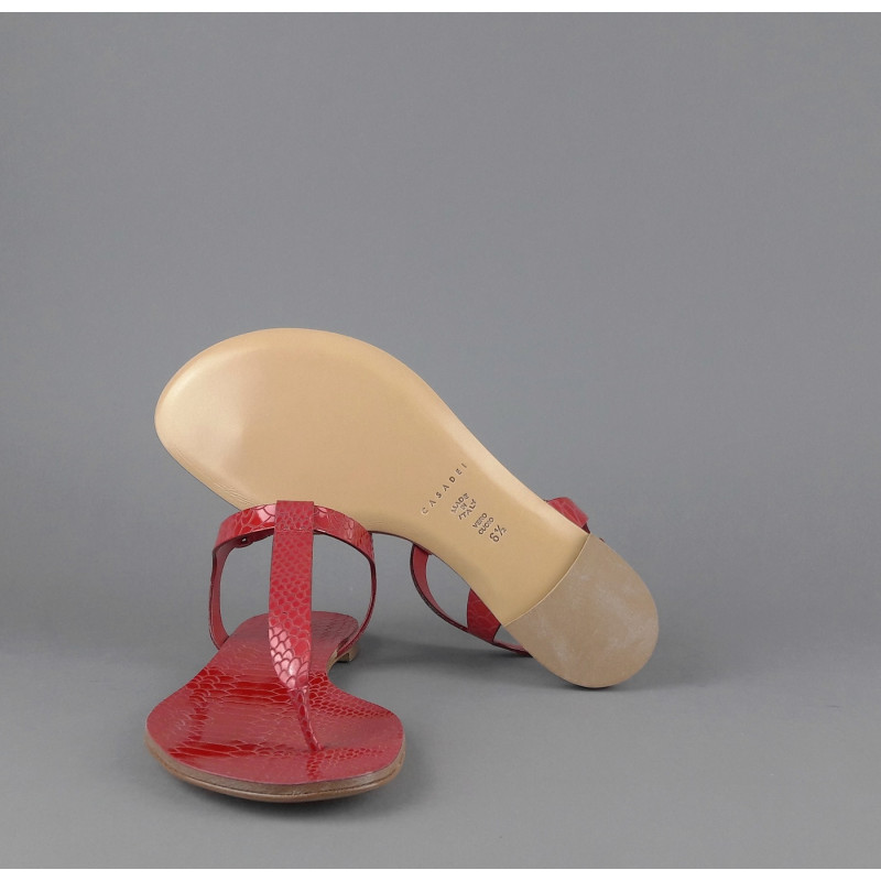 Casadei Sandalo Infradito Donna Pelle Metal Stampa Pitone Rosso Prezzo 260,00