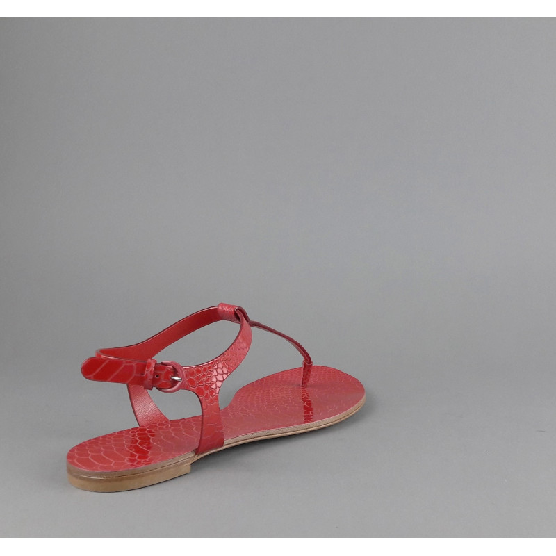 Casadei Sandalo Infradito Donna Pelle Metal Stampa Pitone Rosso Prezzo 260,00