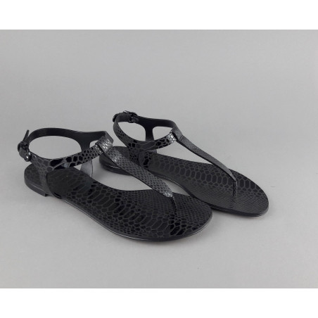 Casadei Sandalo Infradito Donna Pelle Metal Stampa Pitone Nero Prezzo 260,00