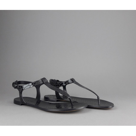 Casadei Sandalo Infradito Donna Pelle Metal Stampa Pitone Nero Prezzo 260,00