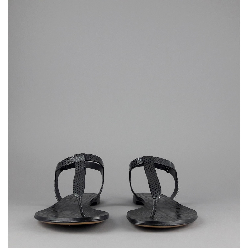 Casadei Sandalo Infradito Donna Pelle Metal Stampa Pitone Nero Prezzo 260,00