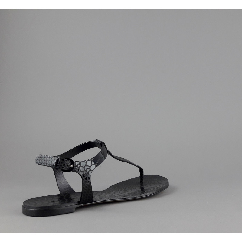 Casadei Sandalo Infradito Donna Pelle Metal Stampa Pitone Nero Prezzo 260,00