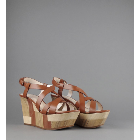 Casadei Sandalo Zeppa Donna Pelle Cuoio Prezzo 540,00