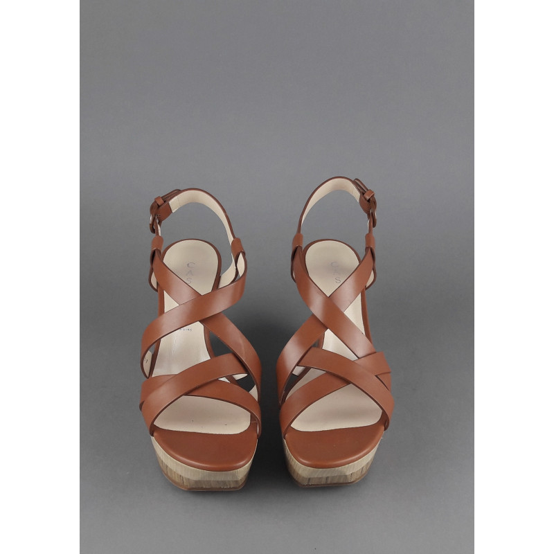 Casadei Sandalo Zeppa Donna Pelle Cuoio Prezzo 540,00