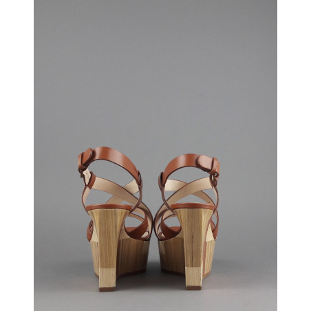 Casadei Sandalo Zeppa Donna Pelle Cuoio Prezzo 540,00