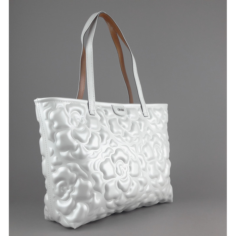 Gum Design - - Sa Shopper Donna PVC Bianco Argento Perlato Prezzo 140,00